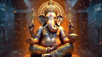 een heer ganesha Aan de achtergrond van de universum. generatief ai foto