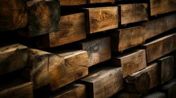 industrieel hout, hout, pijnboom hout hout, timmerhout, houten planken. generatief ai foto