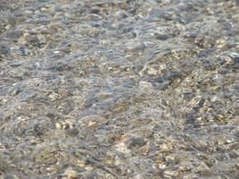 toont het schuim van de zeegolf, natuurvijver, strand foto