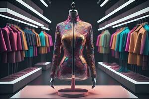 futuristische mode mannequin in de op te slaan. ai generatief foto