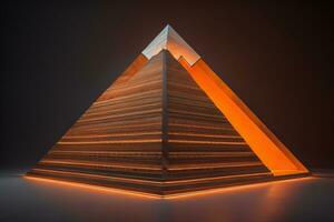 creatief en kleurrijk piramide Aan een solide kleur achtergrond. ai generatief foto