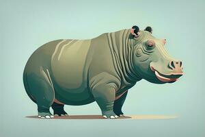 nijlpaard staand Aan haar achter poten. vector illustratie. ai generatief foto