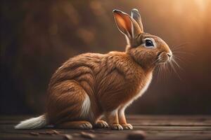 Pasen konijn Aan een solide kleur achtergrond. ai generatief foto