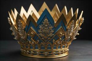 laag sleutel beeld van mooi gouden koningin, koning kroon. ai generatief foto