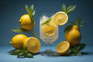 glas van limonade met vers citroenen. ai generatief foto