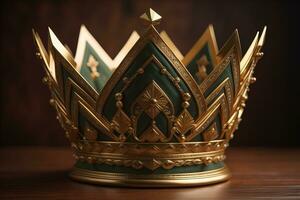 laag sleutel beeld van mooi gouden koningin, koning kroon. ai generatief foto