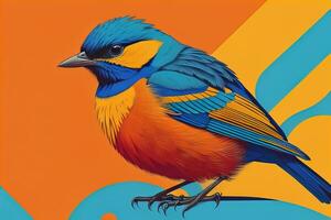 kleurrijk vogel in grunge stijl. vector illustratie. ai generatief foto