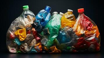 plastic verspilling vuilnis gebruikt fles, ai generatief foto