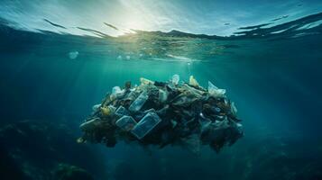 plastic verspilling vuilnis gebruikt fles, ai generatief foto