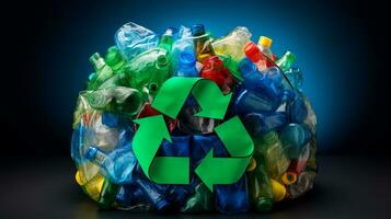 plastic verspilling vuilnis gebruikt fles, ai generatief foto