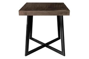 moderne houten tafel met stalen poten.