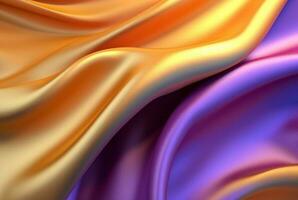 abstract achtergrond met 3d golven helder goud en Purper. generatief ai foto