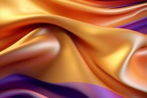 abstract achtergrond met 3d golven helder goud en Purper. generatief ai foto