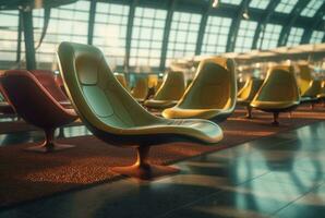 stoelen in de luchthaven. generatief ai foto