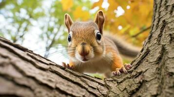 nieuwsgierig eekhoorn verkenning, ai generatief foto