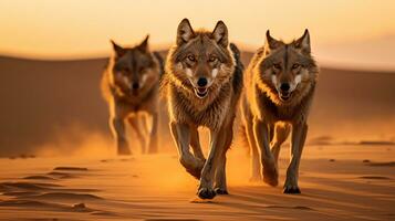 wolven navigeren de woestijn uitdagingen, ai generatief foto