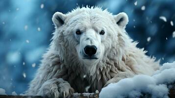 arctisch majesteit polair beer in sneeuw Woud, ai generatief foto