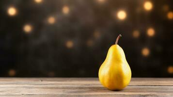 ai generatief, heerlijk peren een studio-verlicht fotografie Aan hout achtergrond foto