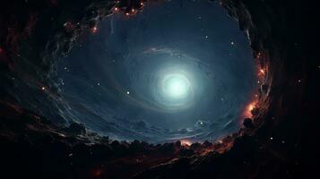 surrealistische kosmisch tafereel wormhole sterren. generatief ai foto