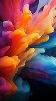 energiek abstractie dynamisch kleurrijk vormen componeren een levendig en boeiend achtergrond verticaal mobiel behang ai gegenereerd foto