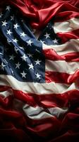 hart vormig eerbetoon Verenigde Staten van Amerika vlag creatief belichaamt de geest van onafhankelijkheid dag verticaal mobiel behang ai gegenereerd foto