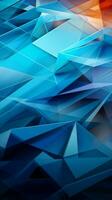 driehoeken in harmonie blauw en wit laag poly vormen ambacht boeiend achtergrond verticaal mobiel behang ai gegenereerd foto