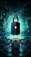 cyberveiligheid stelt prioriteiten gebruiker privacy, gebruik maken van encryptie naar versterken gegevens bescherming en veiligheid verticaal mobiel behang ai gegenereerd foto