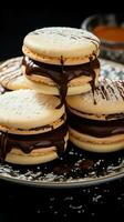 culinaire genot alfajores koekjes illustreren de concept van onweerstaanbaar, watertanden zoetheid verticaal mobiel behang ai gegenereerd foto