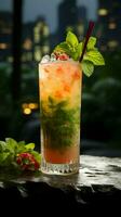 smaakvol reis 'mai tai mai Thais' cocktail verenigt wereld smaakt in ontspanning verticaal mobiel behang ai gegenereerd foto