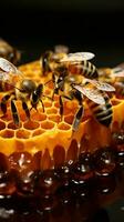 heerlijk kader houdt zoet, kleverig honingraat kunstenaarstalent, een testament naar ijverig bijen verticaal mobiel behang ai gegenereerd foto