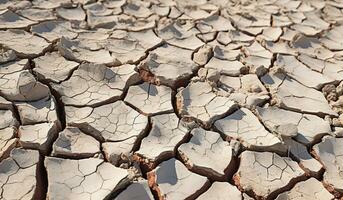 droog gebarsten bodem ten gevolge naar klimaat Wijzigen. ai gegenereerd foto