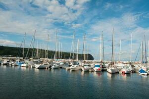 jachthaven van de stad van Horta, faial eiland, azoren foto