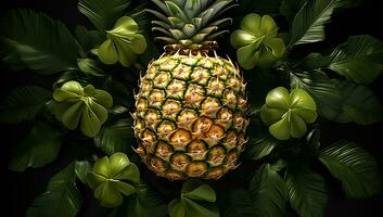 detailopname van een ananas, in gezond voedsel concept. ai gegenereerd foto