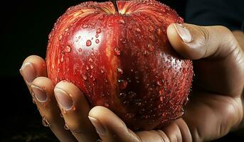 hand- Holding appel. ai gegenereerd foto