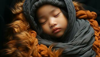 schattig schoonheid, portret van een modieus winter vrouw, Kaukasisch etniciteit gegenereerd door ai foto