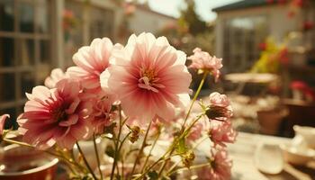 levendig bloem arrangement brengt liefde en schoonheid naar formeel tuin gegenereerd door ai foto