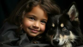 een schattig hond glimlacht, een kind zuiver geluk gegenereerd door ai foto