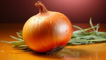 versheid van herfst gezond, biologisch, vegetarisch voedsel Aan hout gegenereerd door ai foto