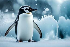 een charmant pinguïn gevangen genomen in koud wonderland enorm schaal. creatief hulpbron, ai gegenereerd foto