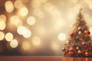 Kerstmis en nieuw jaar achtergrond met bokeh lichten ai gegenereerd foto