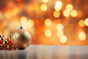 Kerstmis en nieuw jaar achtergrond met bokeh lichten ai gegenereerd foto