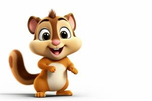 schattig tekenfilm chipmunk Aan de vloer. 3d renderen ai gegenereerd foto