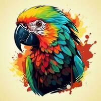 papegaai met tropisch bloemen in de achtergrond. vector illustratie voor uw ontwerp foto