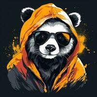 panda beer in een jasje en bril. vector illustratie. ai gegenereerd foto