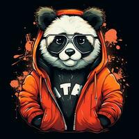 panda beer in een jasje en bril. vector illustratie. ai gegenereerd foto