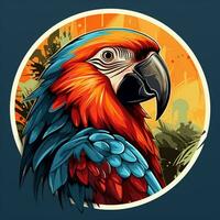 papegaai met bloemen. vector illustratie voor tatoeëren of t overhemd ontwerp ai gegenereerd foto