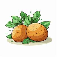 aardappelen met groen bladeren geïsoleerd Aan wit achtergrond. vector illustratie. ai gegenereerd foto