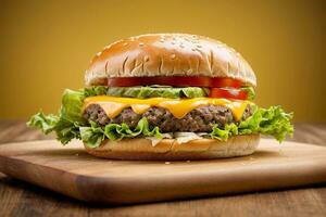 aanlokkelijk kaas hamburger met generatief ai foto