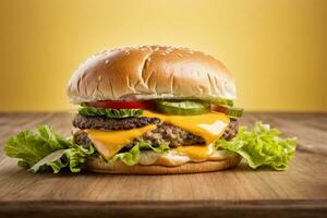 aanlokkelijk kaas hamburger met generatief ai foto