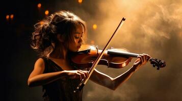 vrouw spelen viool. generatief ai foto